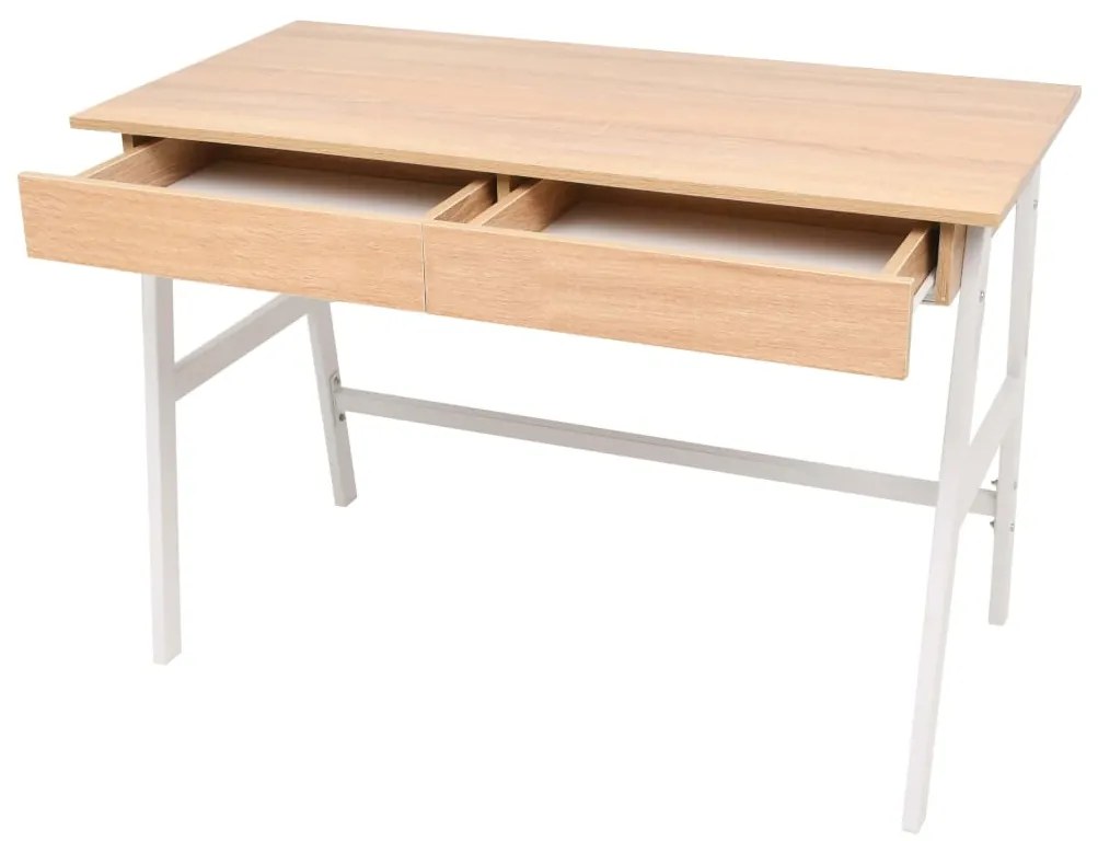 Secretária 110x55x75 cm cor carvalho e branco