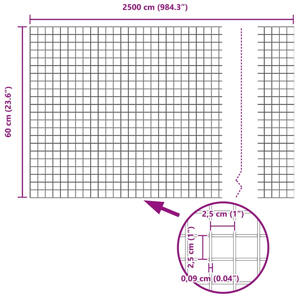 Cerca de Arame Soldado Cinza 0.6x25 m Aço