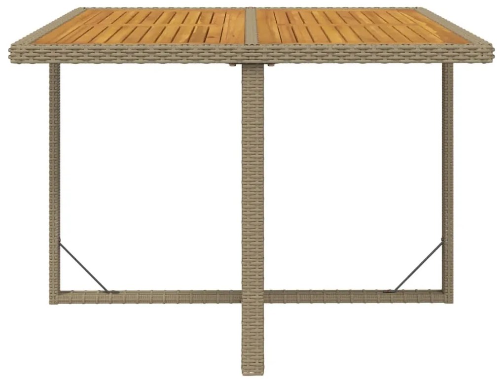 Mesa de jardim 109x107x74 cm vime PE e acácia maciça bege