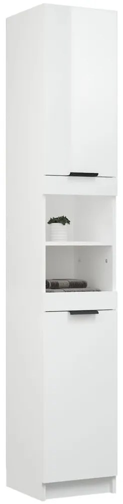 Armário casa de banho 32x34x188,5 cm madeira branco brilhante