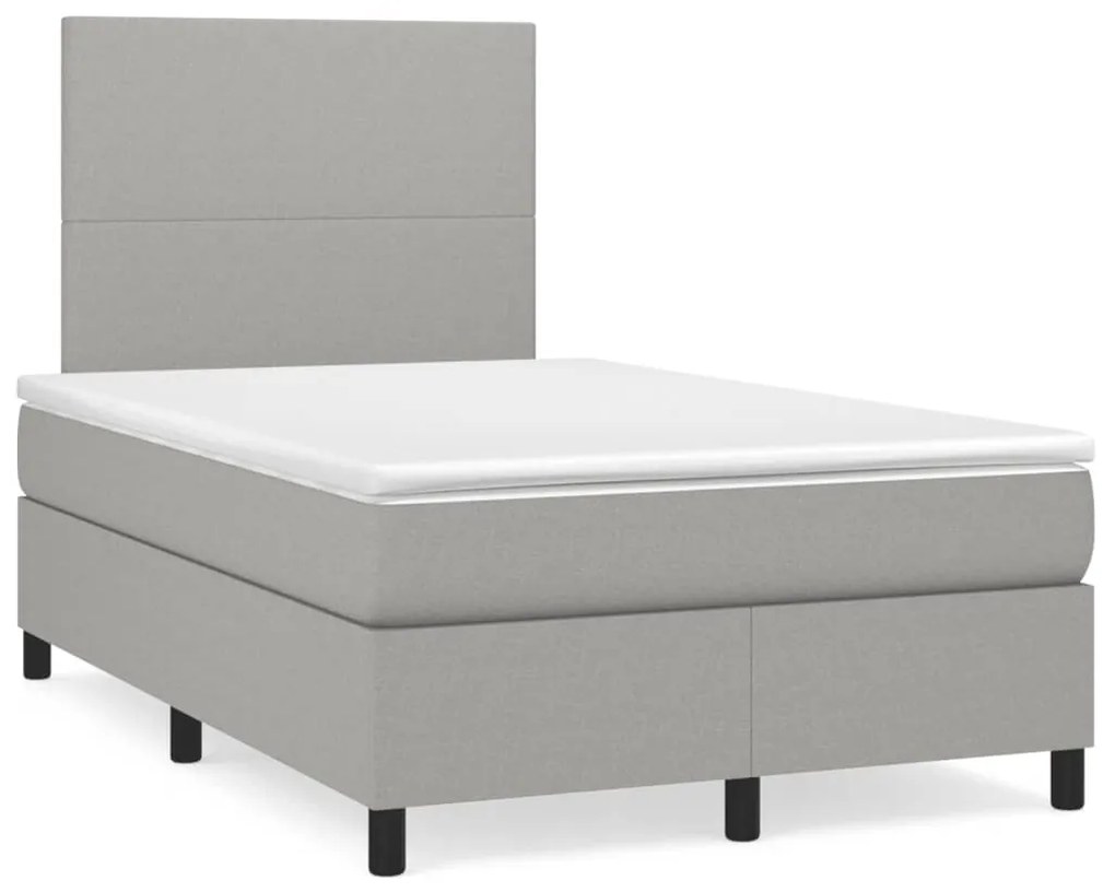 Cama boxspring com colchão 120x190 cm tecido cinzento-claro
