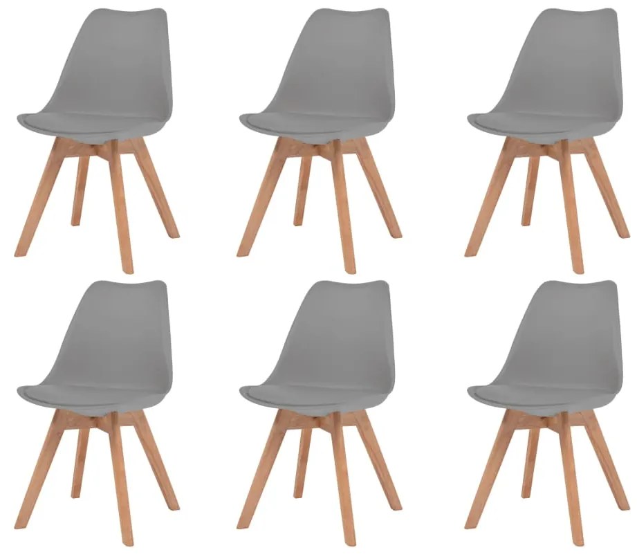 vidaXL Cadeiras de jantar 6 pcs plástico cinzento