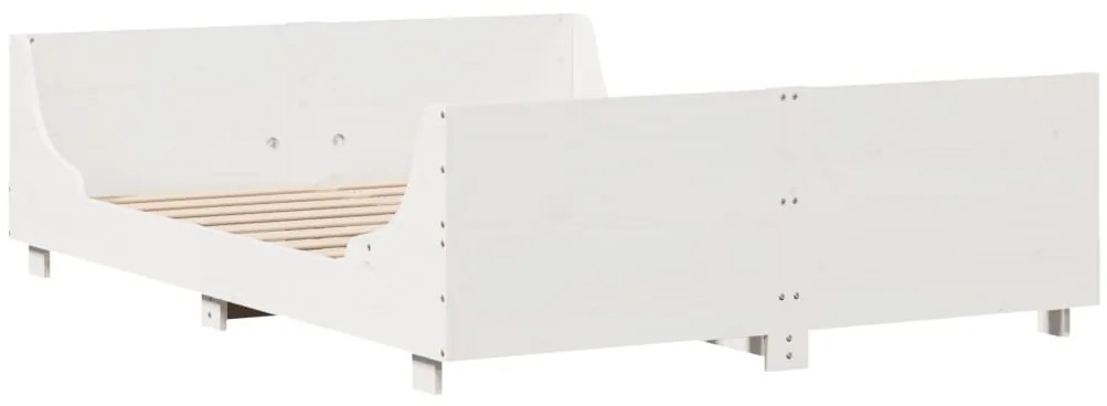 Cama sem colchão 140x200 cm madeira de pinho maciça branco
