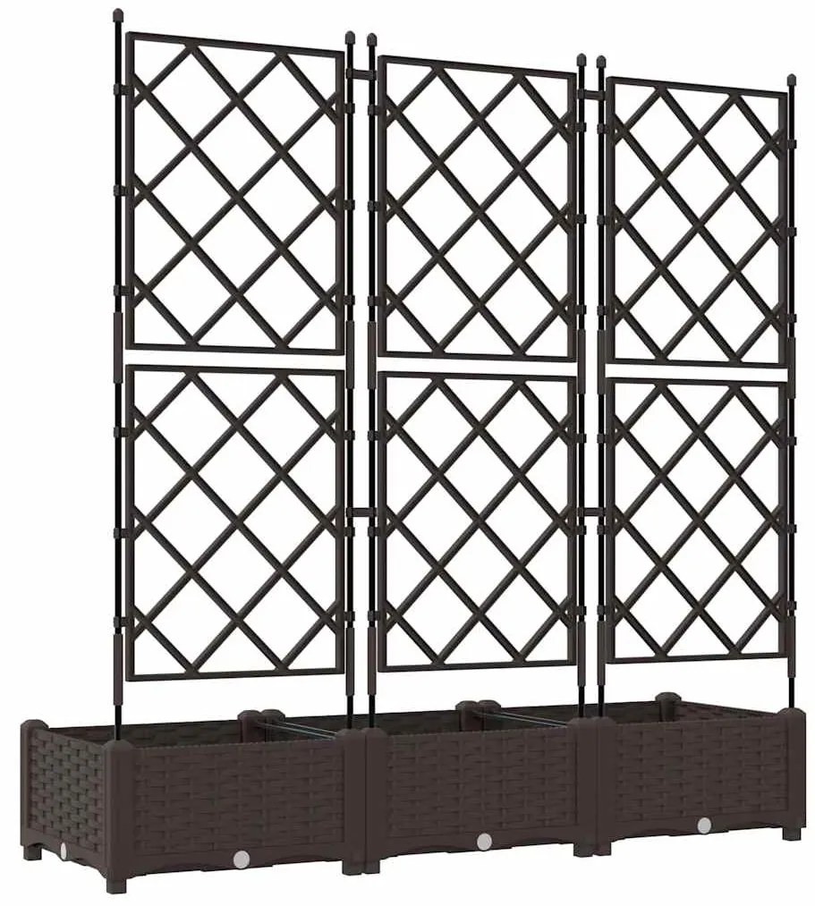 Vaso de Jardim com Treliça 3 pcs Castanho 120x40x125.5 cm