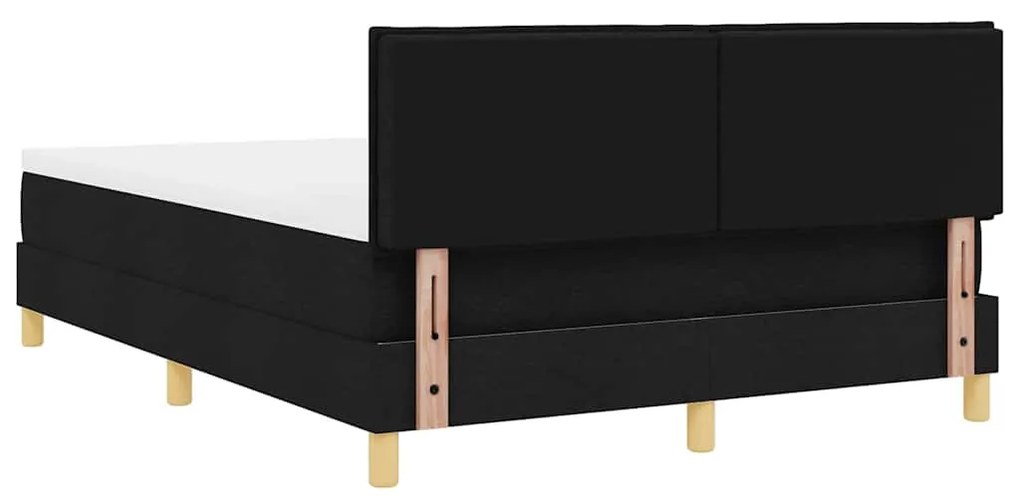 Cama Box Spring com Colchão e LED Preto 140x200 cm Tecido