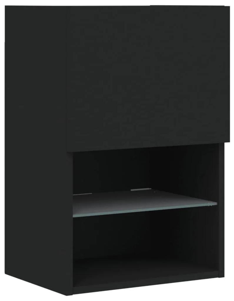Móveis de TV com luzes LED 2 pcs 40,5x30x60 cm preto