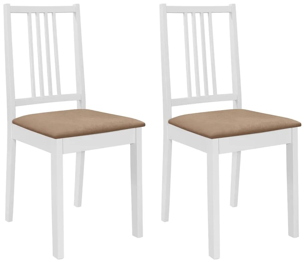 Cadeiras de jantar com almofadões 2 pcs madeira maciça branco