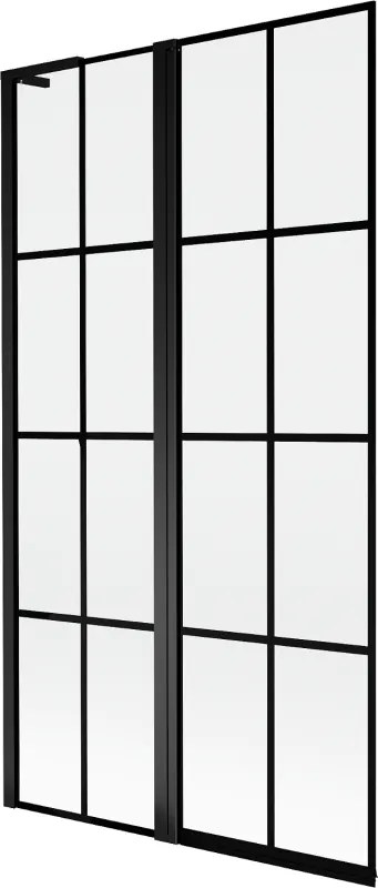 Mexen Mist L divisória de banho com 2 painéis de dobradiças esquerda 100 x 150 cm, grade preta, preto - 8A9L-100-011-70-77-L
