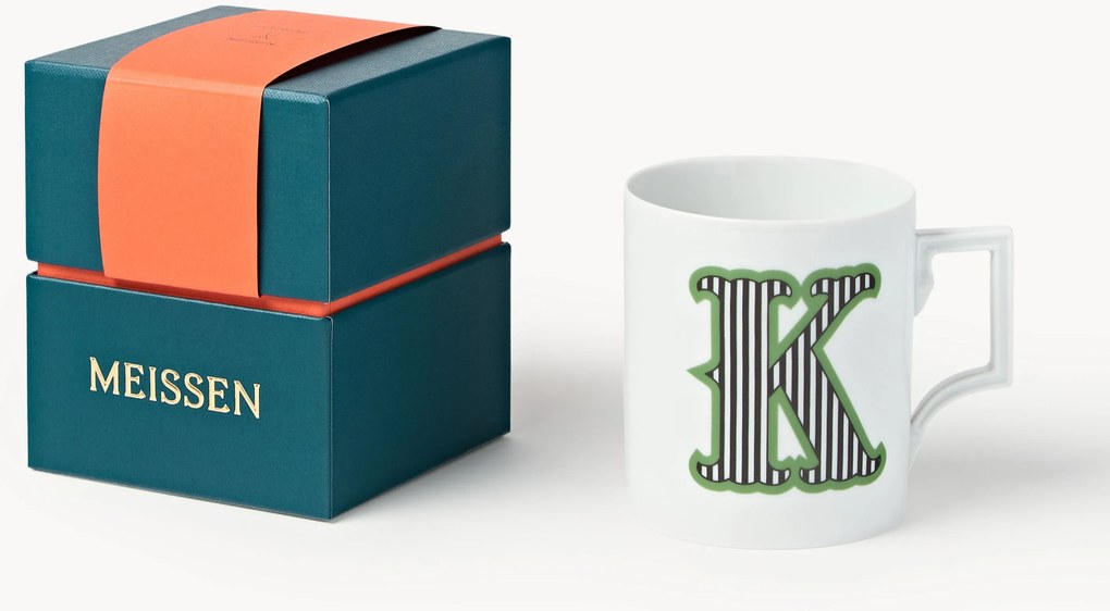 Westwing x MEISSEN, Caneca artesanal com motivo decorativo Initials