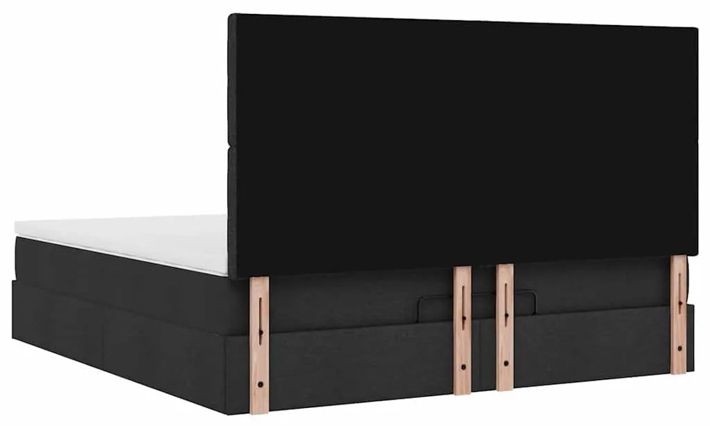 Estrutura de cama otomana com colchão 160x200 cm tecido preto