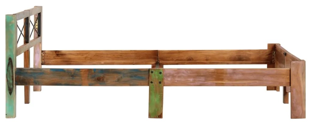 Estrutura de cama madeira recuperada maciça 160x200 cm
