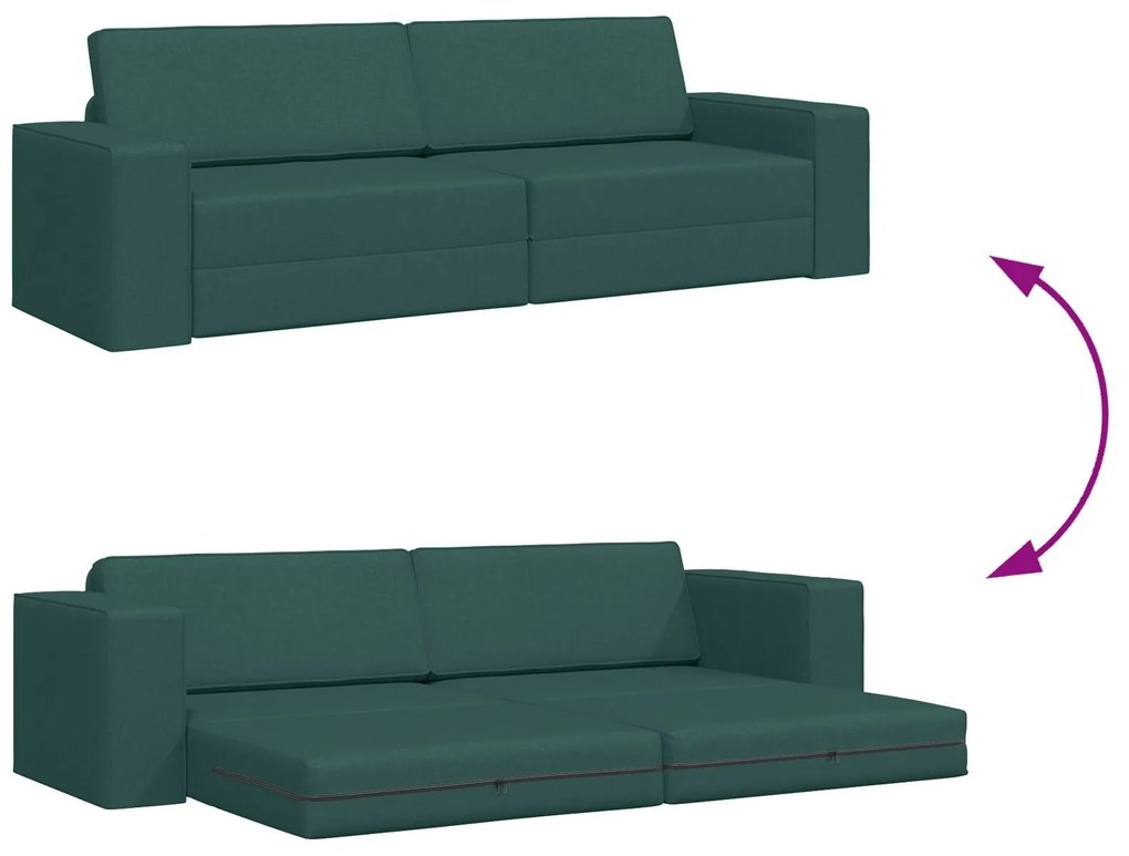 Sofá Cama de Chão 2 em 1 Verde Escuro 245x150x60.5 cm