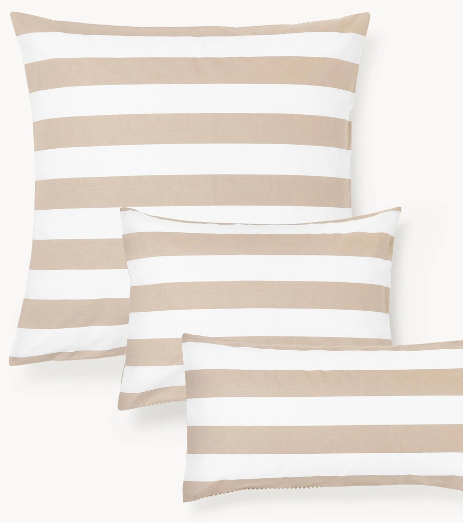 Fronha de almofada reversível em algodão às riscas Lorena