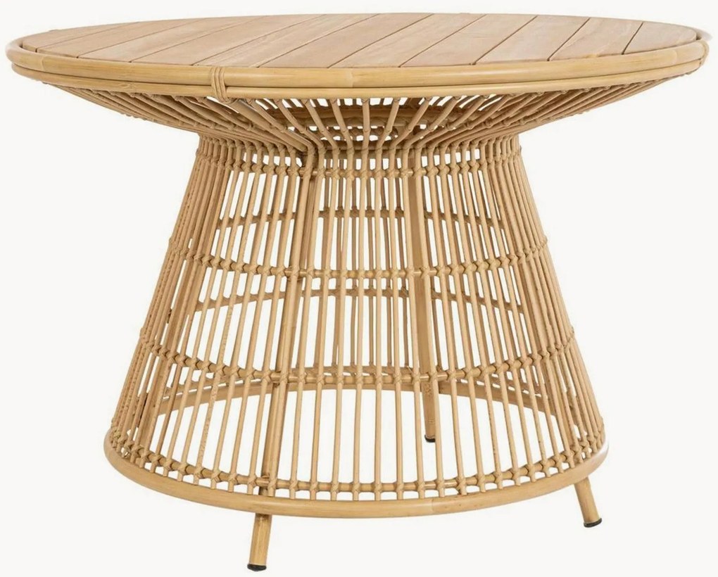 Mesa redonda de jardim em madeira de teca Adelma