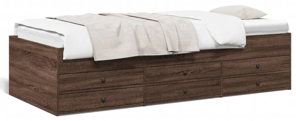vidaXL Sofá-cama com gavetas sem colchão 90x190 cm carvalho castanho