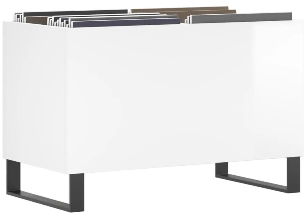 Armário p/ discos 74,5x38x48 cm deriv. madeira branco brilhante
