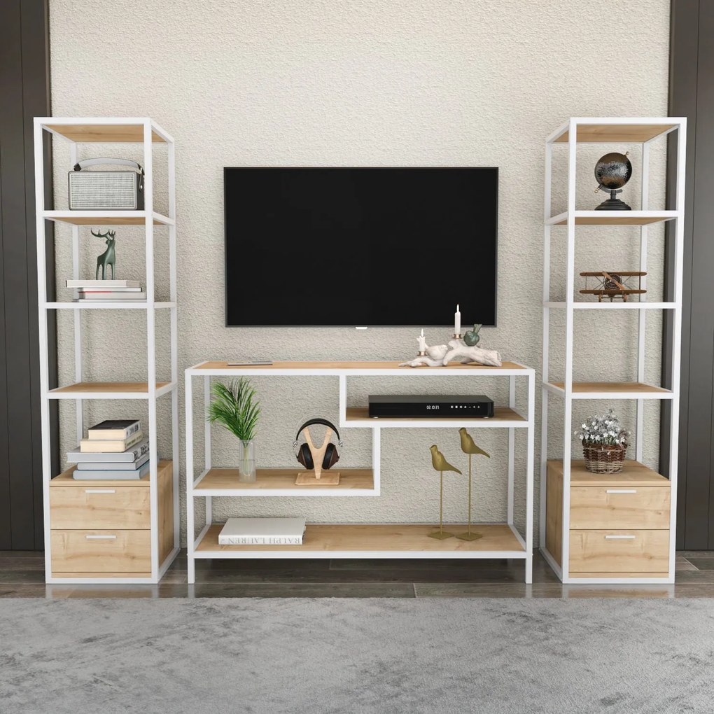 Unidade de TV Robbins – Branco Carvalho – 198 cm x 39 cm x 160 cm