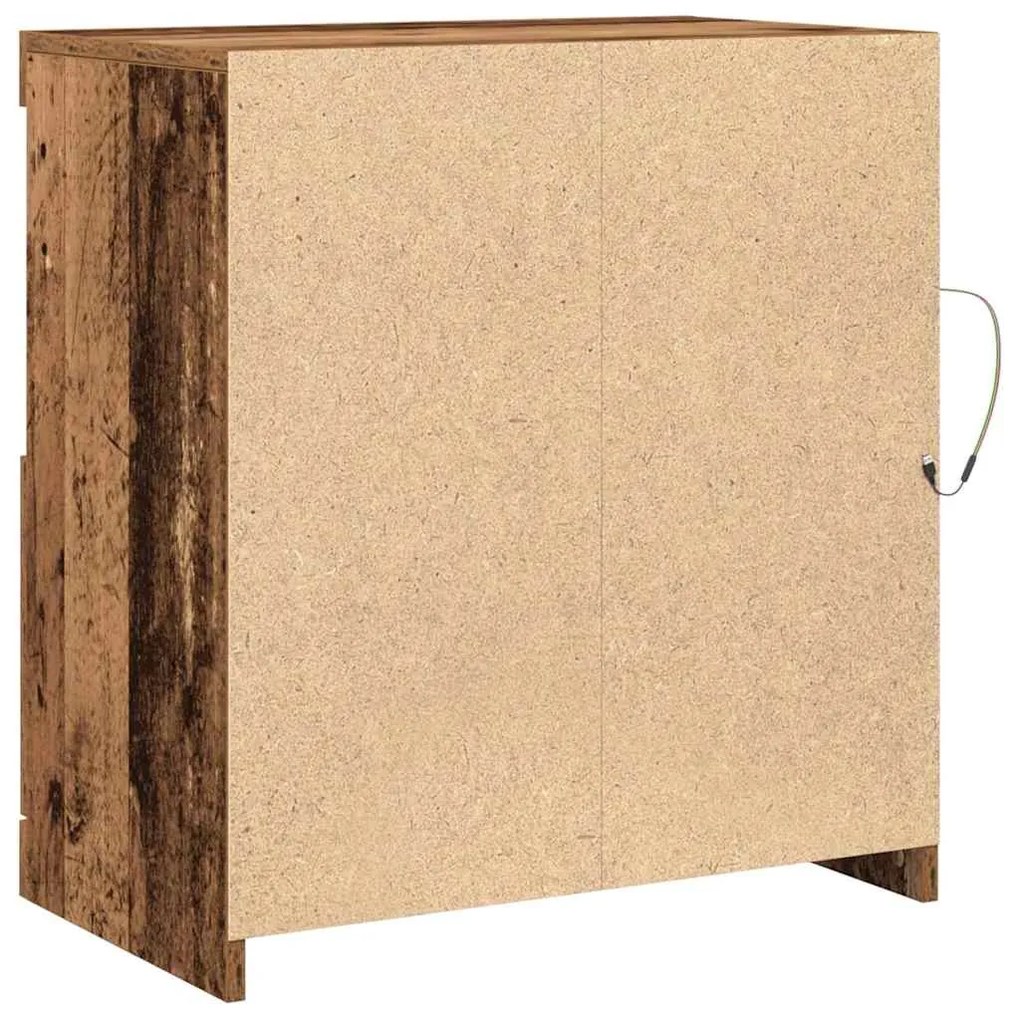 Buffet vidaXL com Luzes LED Madeira Velha 60,5x37x67 cm