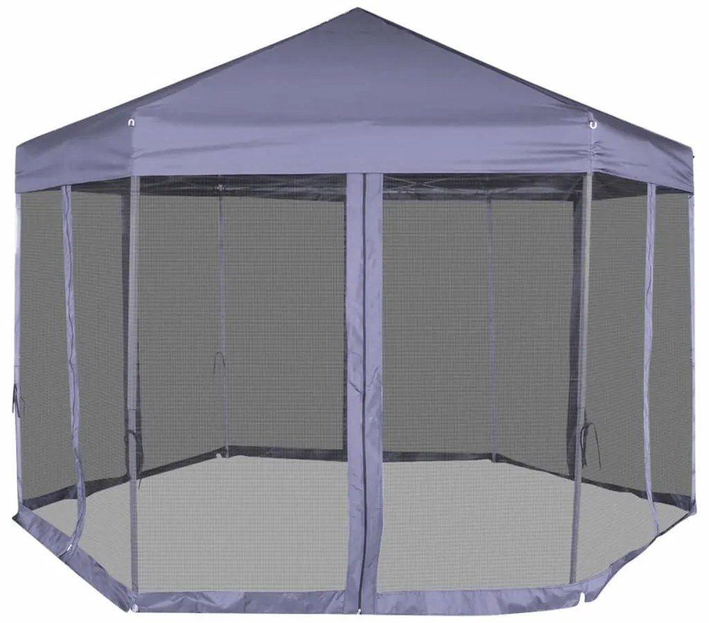 Tenda festas pop-up hexagonal 6 paredes 3,6x3,1m azul escuro