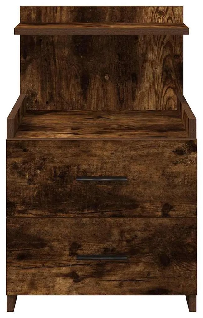 Mesa de cabeceira com 2 gavetas carvalho fumado 40x36,5x62 cm