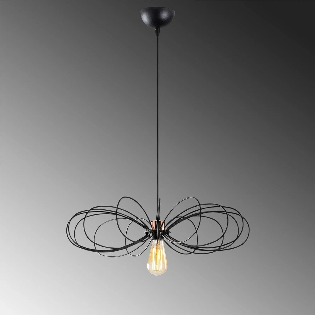 Candeeiro de Teto Hemdem – Preto – Diâmetro 58 cm, Altura 112 cm