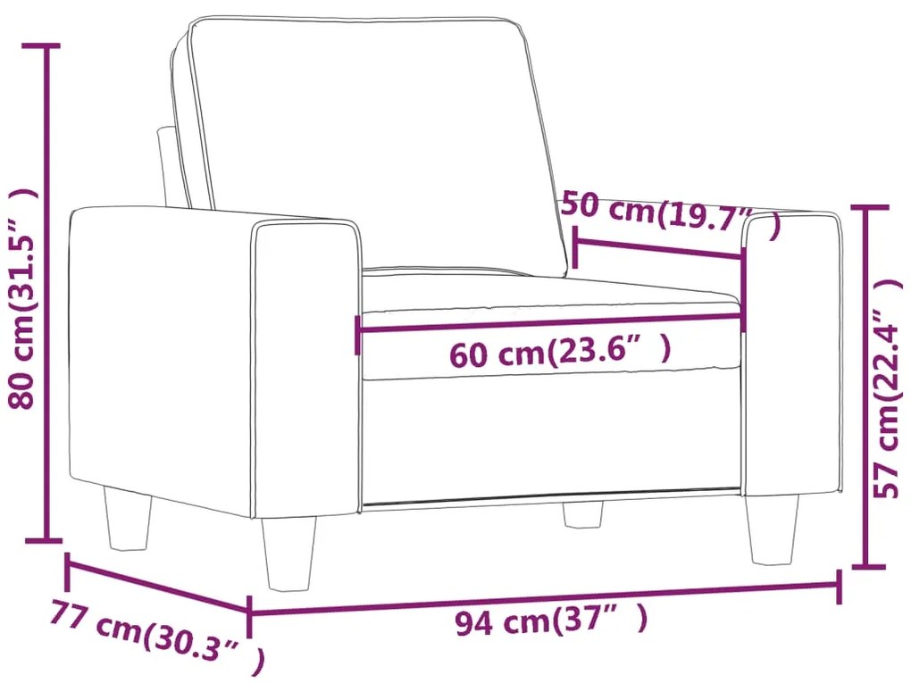 Poltrona tecido 60 cm cinzento-claro