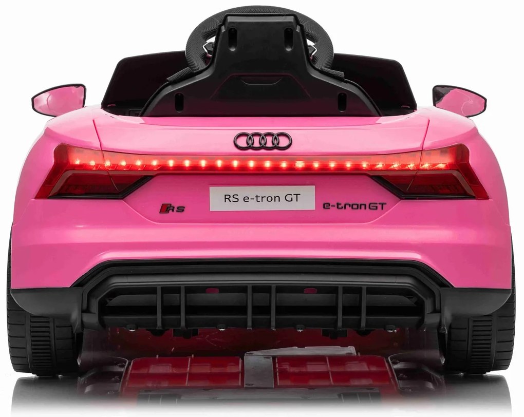 Carro elétrico para crianças Audi RS E-tron GT 12V, controlo remoto, USB / AUX, Bluetooth, bateria de lítio, luzes LED licença ORIGINAL Rosa