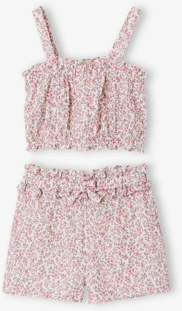 Conjunto de calções floral para menina branco estampado