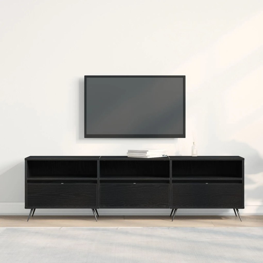 Móvel para TV Preto 150x30x44,5 cm em Madeira Trabalhada