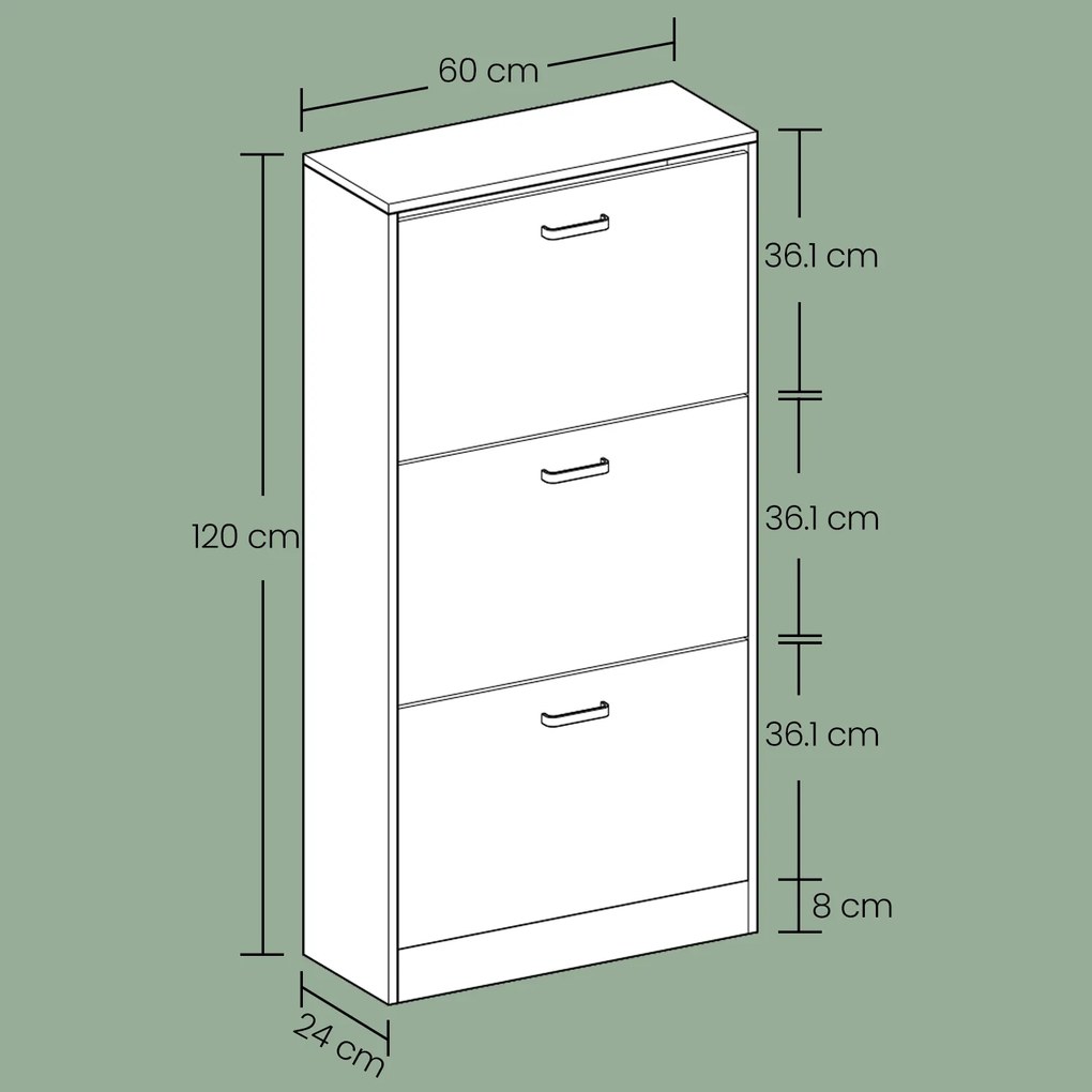 Sapateira com gavetas 60 x 24 x 120 cm branco