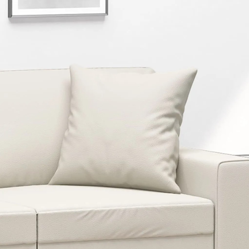 Almofadas decorativas 2 pcs 40x40 cm couro artificial cor creme