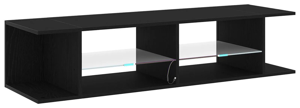 Estante de TV vidaXL com Luzes LED em Carvalho Preto 135x39x30cm em Ma