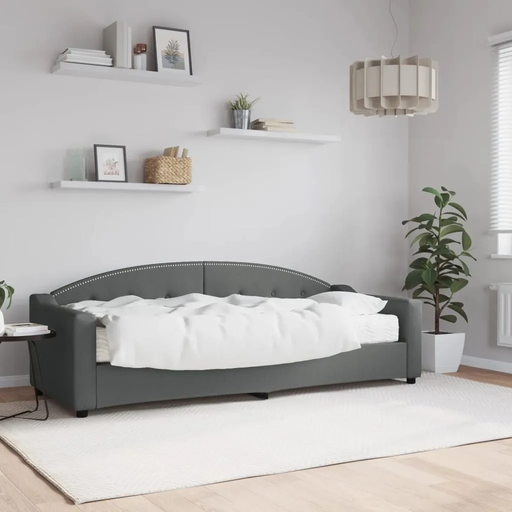 vidaXL Sofá-cama com colchão 80x200 cm tecido cinzento-escuro