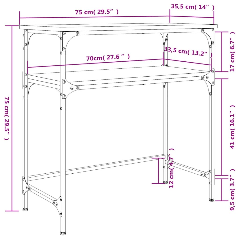 Consola de Entrada Breanna - 75x35,5 x75 cm - Com 2 Prateleiras - Cor