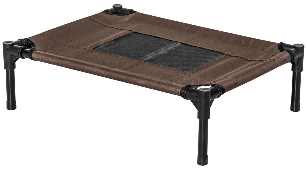 PawHut Cama para Animais de Estimação Cama Elevada para Cães Gatos Portátil Tecido Transpirável para Exterior Interior 64x46x18cm Marrom