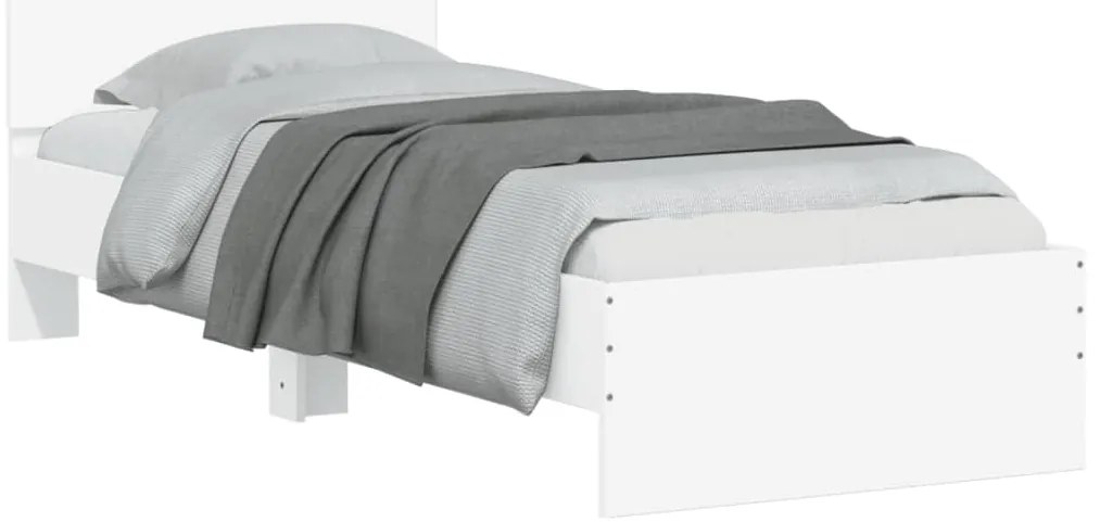 Estrutura de cama c/ cabeceira 90x190 cm deriv. madeira branco