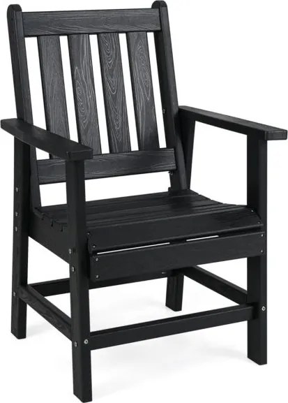 Cadeira de jantar de jardim Plástico com braços largos, assento e encosto em ripas para salão Gazebo 61 x 61,5 x 95 cm Preto