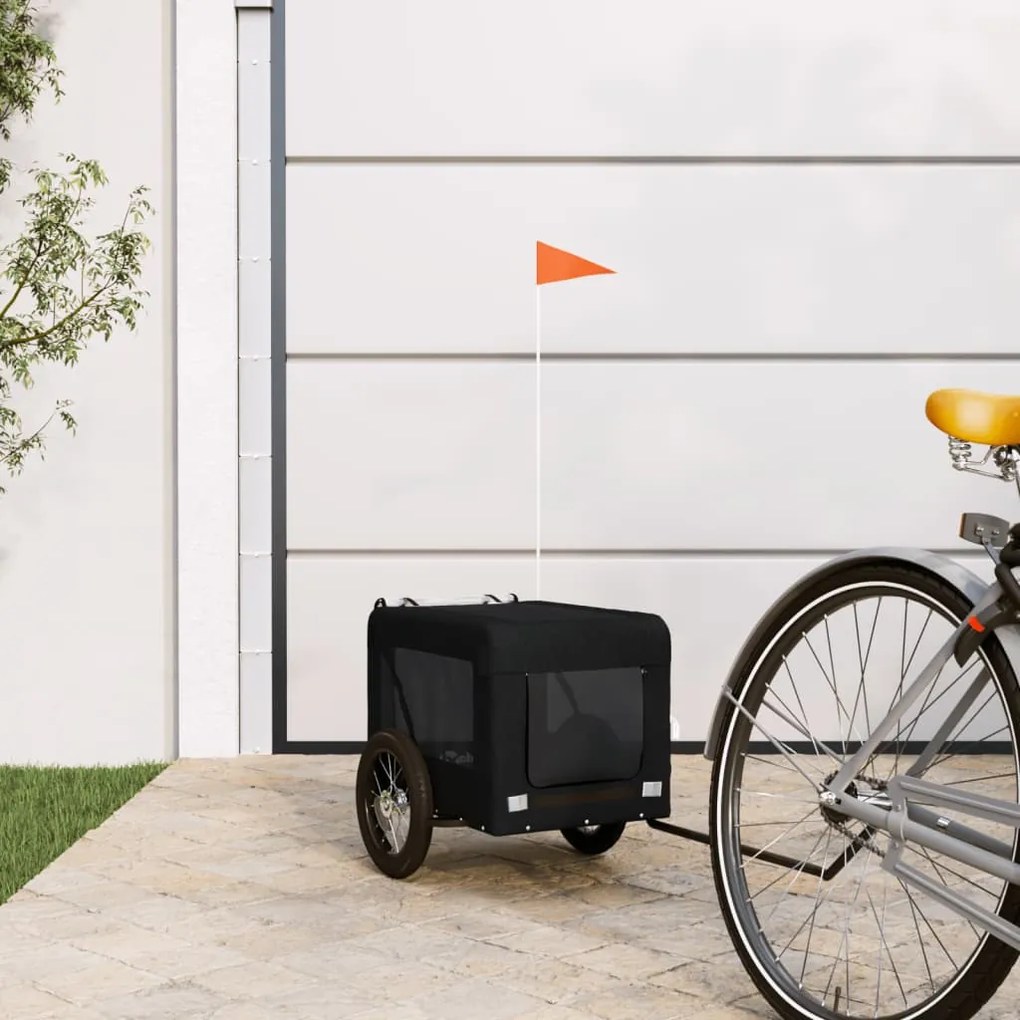 vidaXL Reboque de bicicleta p/ animais tecido oxford/ferro preto