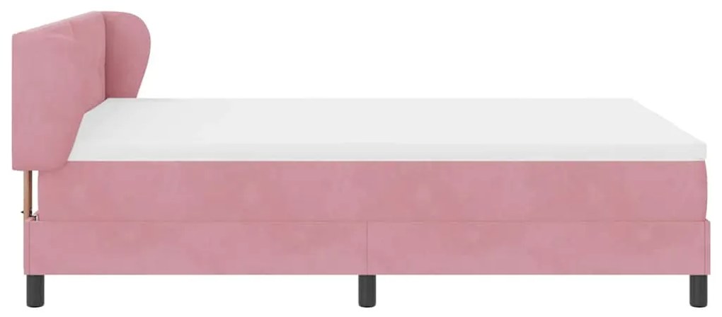 Cama Box com Colchão vidaXL Rosa 160x200 cm Veludo