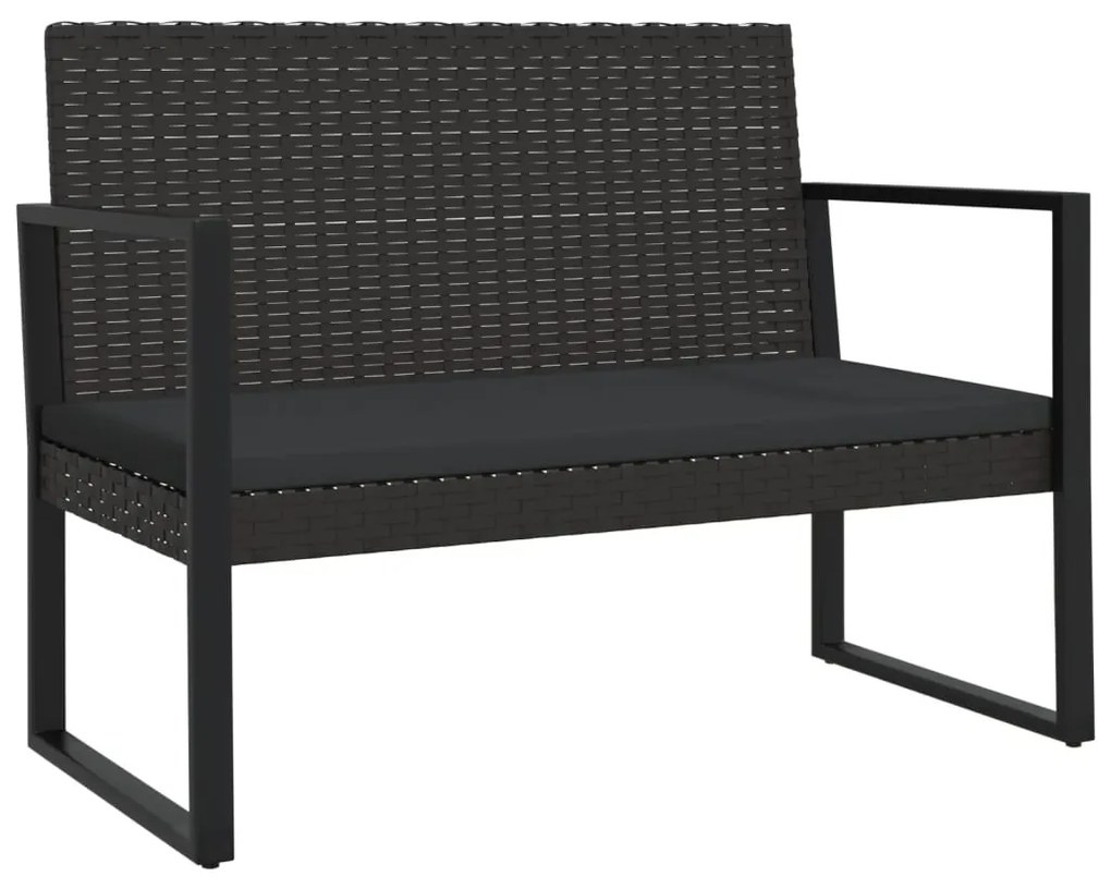 4 pcs conjunto lounge de jardim c/ almofadões vime PE preto