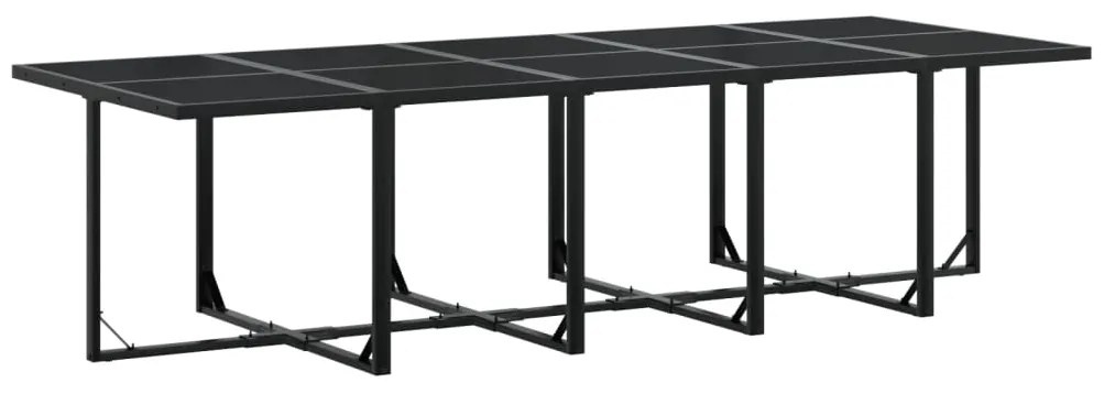 11 pcs conjunto de jantar para jardim vime PE preto