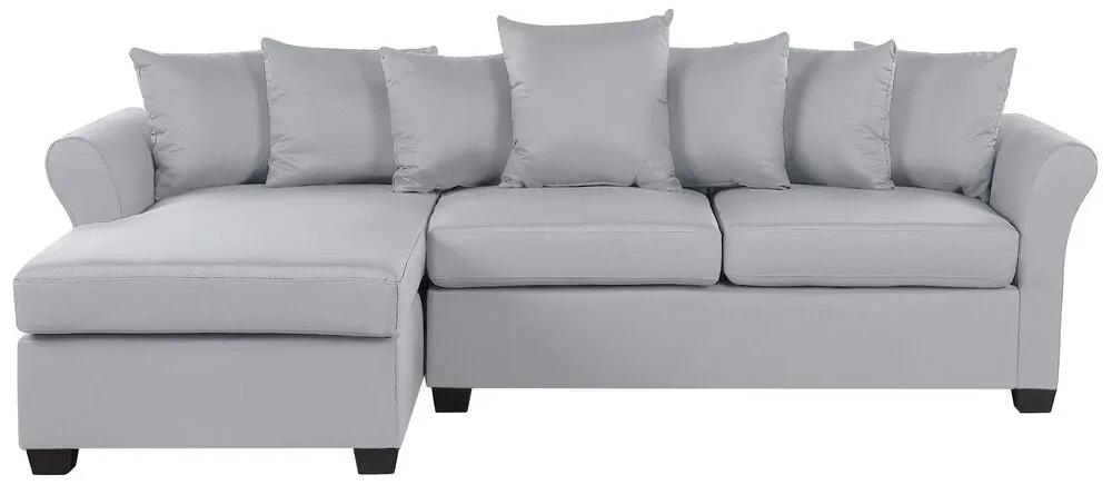 Sofá de canto à direita de 3 lugares em tecido cinzento claro VIKNA Beliani