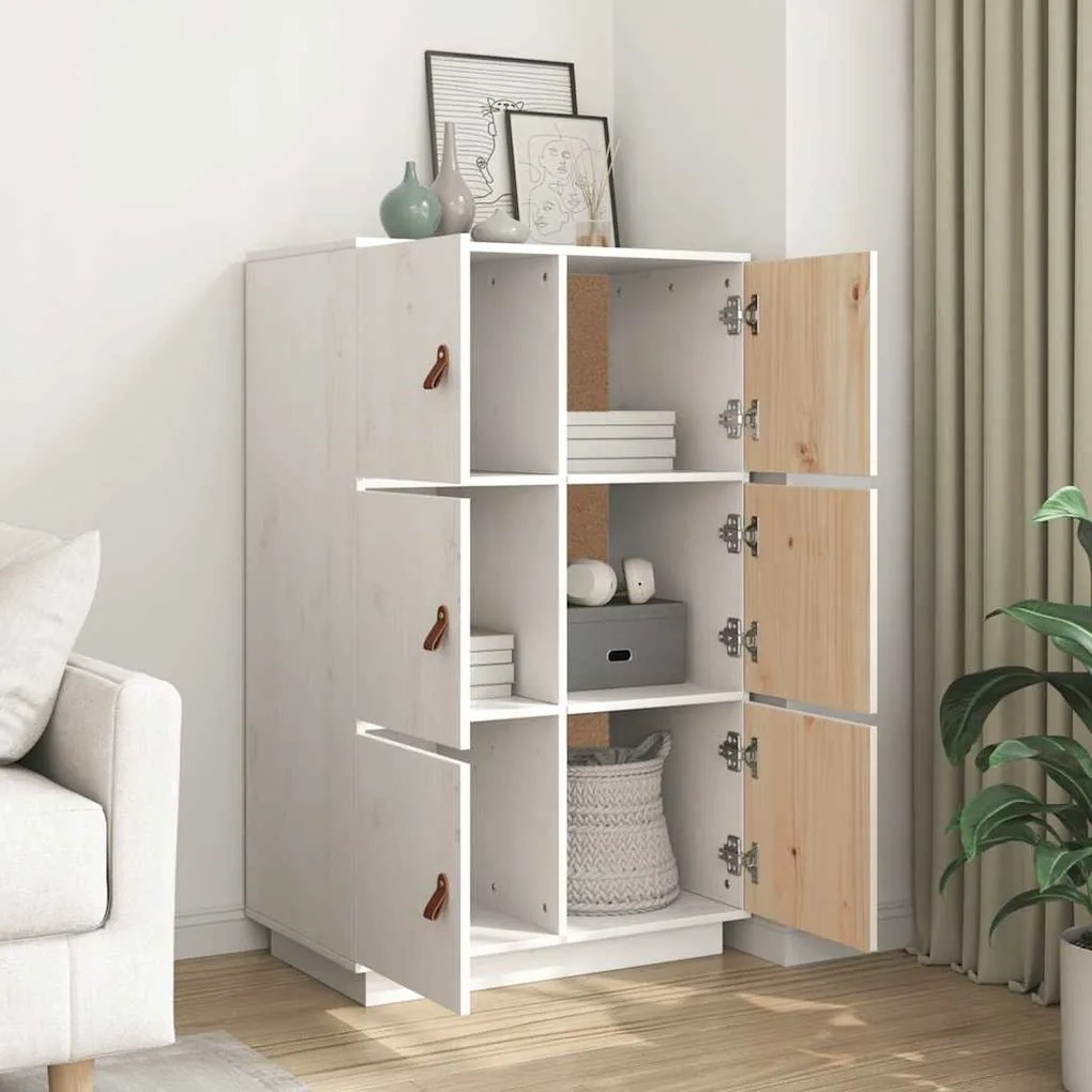 Aparador alto 67x40x108,5 cm pinho maciço branco