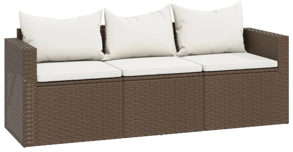 Conjunto lounge de jardim vime PE castanho