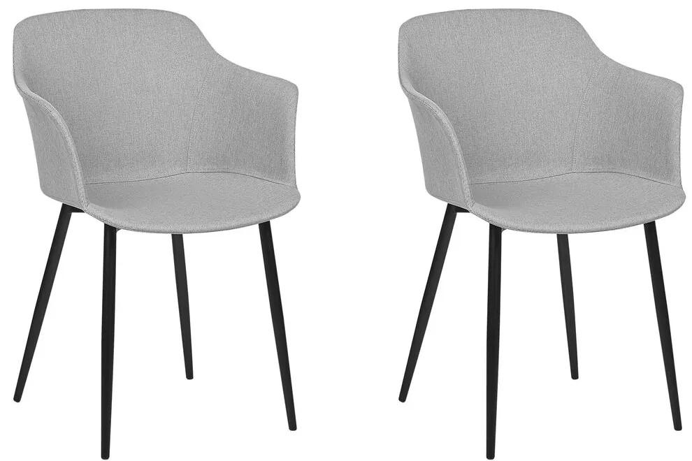 Conjunto de 2 cadeiras de jantar em tecido cinzento claro ELIM Beliani