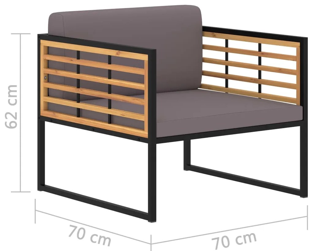 Cadeiras jardim + almofadões 2pcs acácia maciça cinzento-escuro