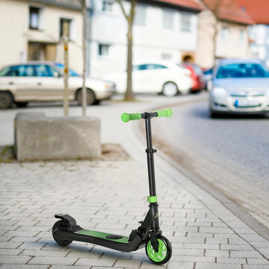 Trotinete elétrico para crianças a partir dos 6 anos, dobrável, velocidade de 8 km/h, 71 x 36,5 x 75-80 cm, alumínio, aço, verde