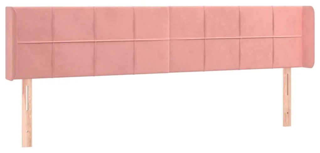 Cabeceira de cama c/ luzes LED veludo 203x16x78/88 cm rosa