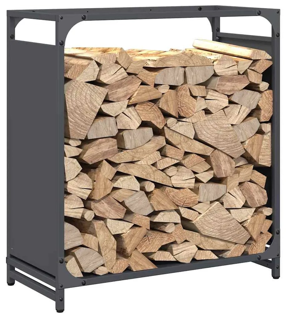 Suporte para lenha 60x28x65 cm aço laminado a frio antracite