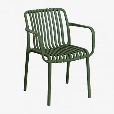 Pack De 4 Cadeiras De Jardim Com Apoios De Braços Em Polipropileno Wendell Verde Pesto - Sklum